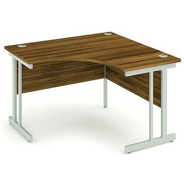 Impulse 1200mm Corner Desk, Silver Cantilever Leg, Walnut