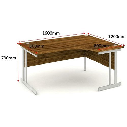 Impulse 1600mm Corner Desk, Right Hand, Silver Cantilever Leg, Walnut