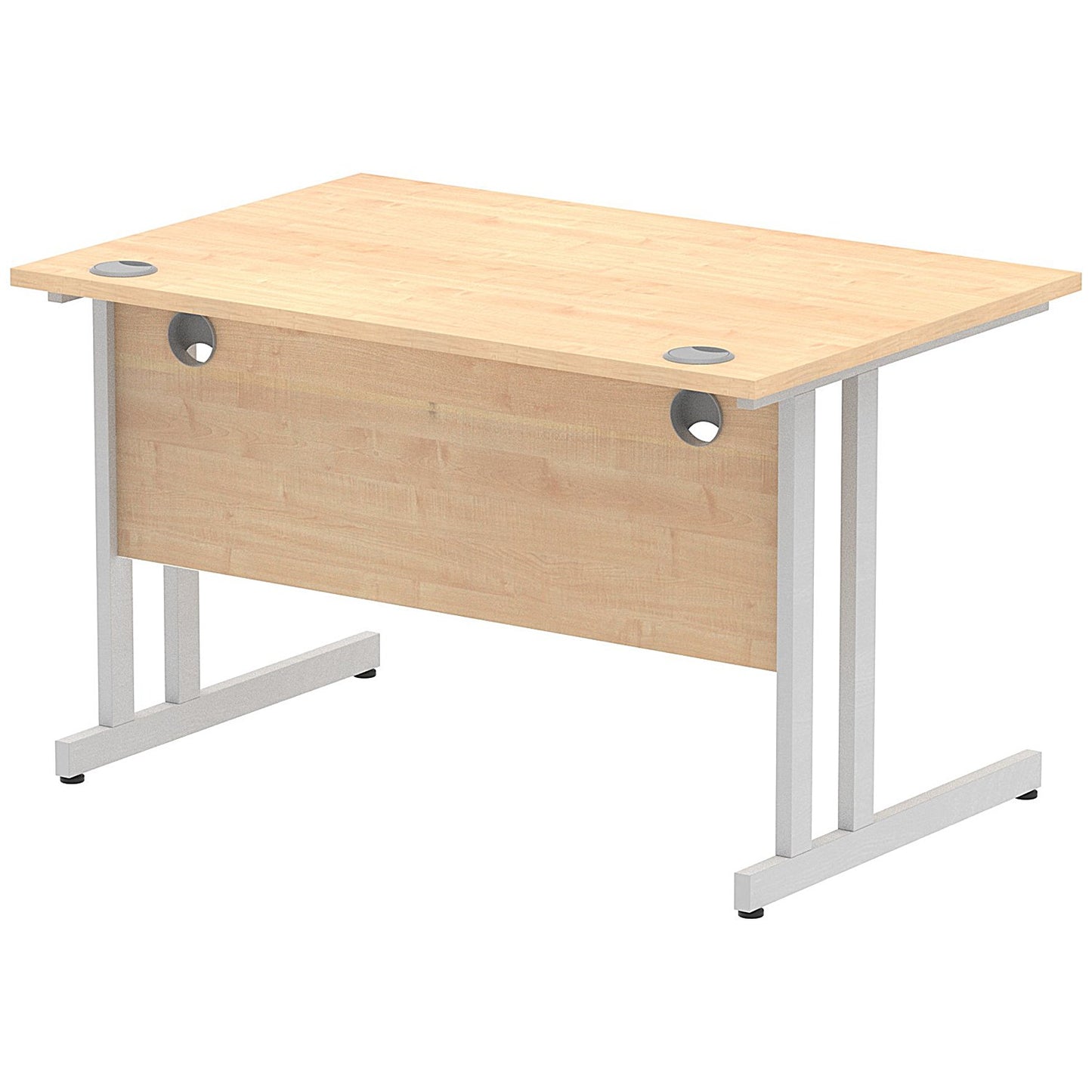 Impulse 1200mm Rectangular Desk, Silver Cantilever Leg, Maple