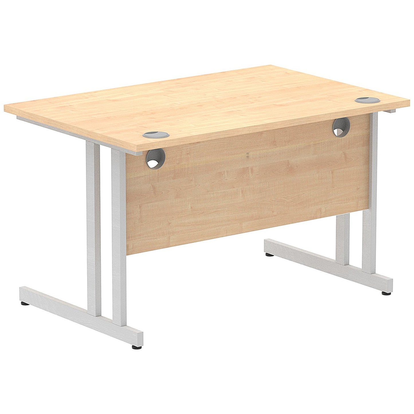 Impulse 1200mm Rectangular Desk, Silver Cantilever Leg, Maple