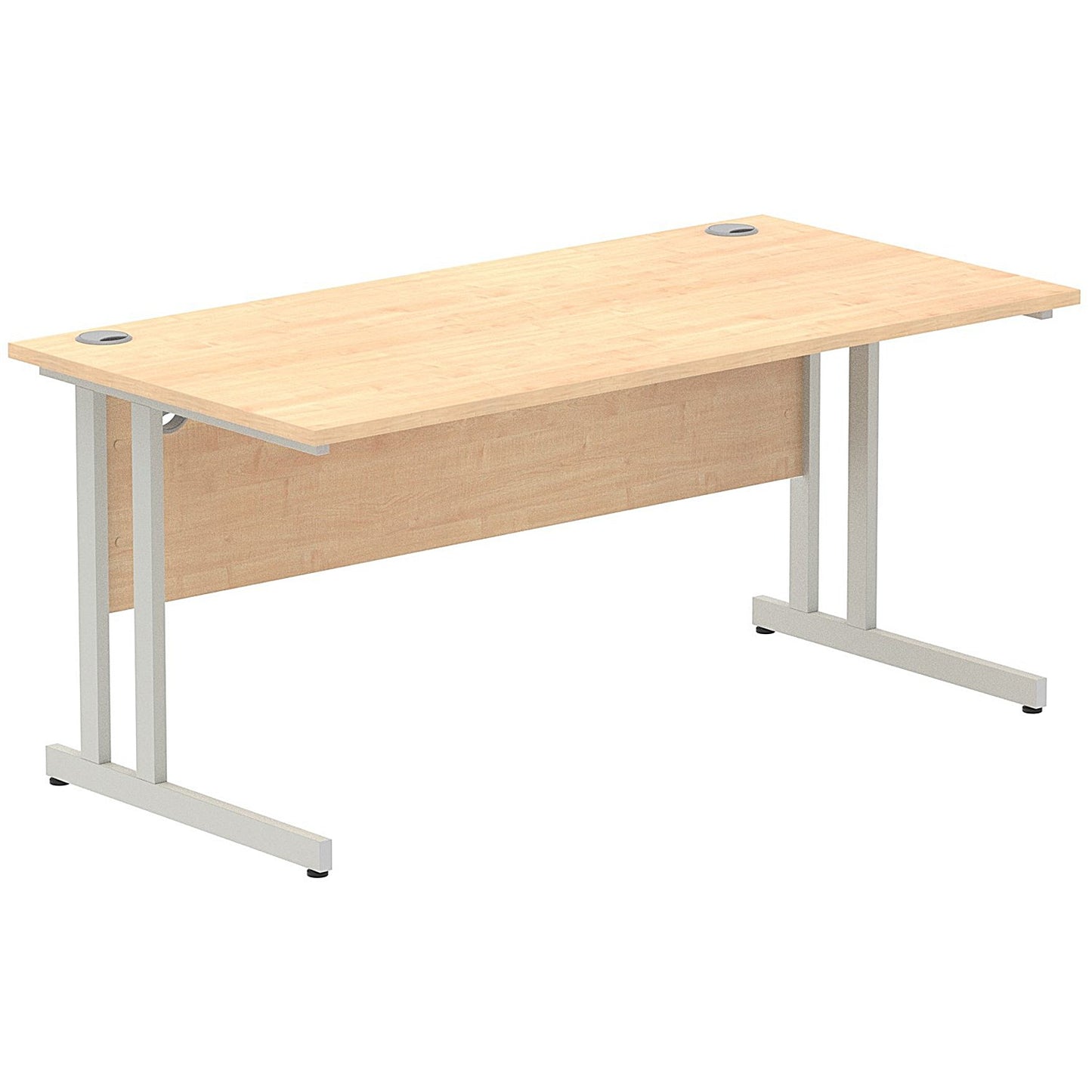 Impulse 1600mm Rectangular Desk, Silver Cantilever Leg, Maple
