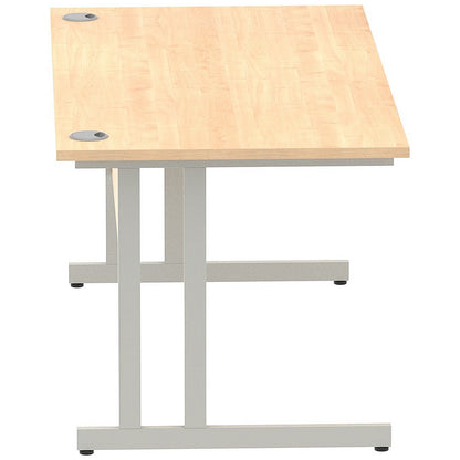Impulse 1600mm Rectangular Desk, Silver Cantilever Leg, Maple