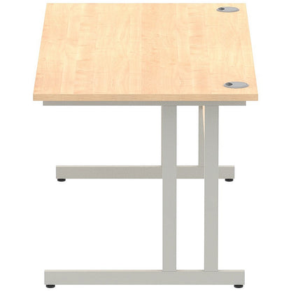Impulse 1600mm Rectangular Desk, Silver Cantilever Leg, Maple