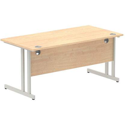 Impulse 1600mm Rectangular Desk, Silver Cantilever Leg, Maple