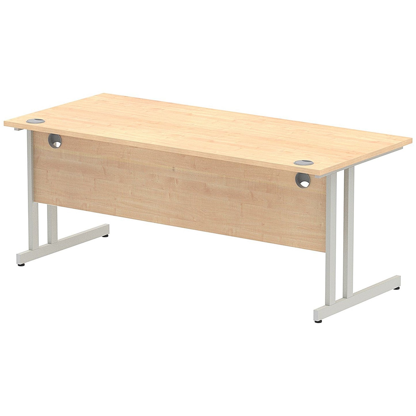 Impulse 1800mm Rectangular Desk, Silver Cantilever Leg, Maple
