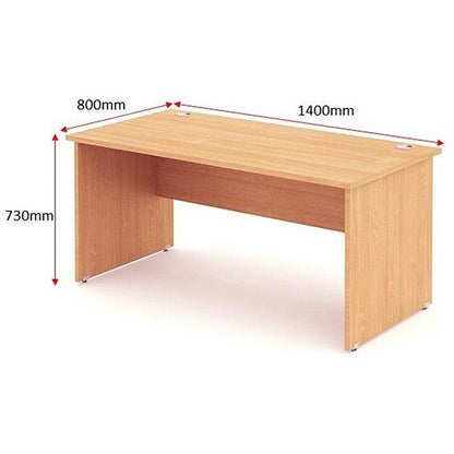 Impulse 1400mm Rectangular Desk, Panel End Leg, Beech