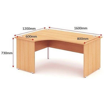 Impulse 1600mm Corner Desk, Left Hand, Panel End Leg, Beech