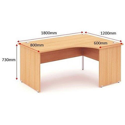 Impulse 1800mm Corner Desk, Right Hand, Panel End Leg, Beech