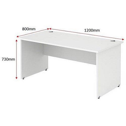 Impulse 1200mm Rectangular Desk, Panel End Leg, White