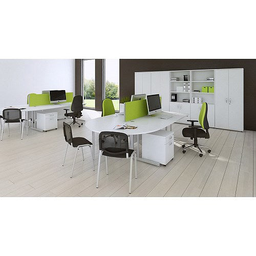 Impulse 1400mm Rectangular Desk, Panel End Leg, White
