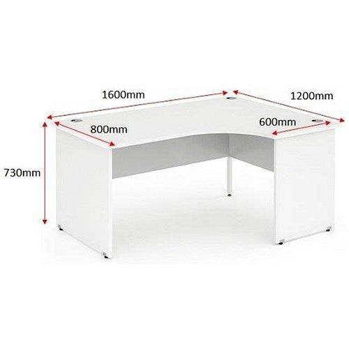 Impulse 1600mm Corner Desk, Right Hand, Panel End Leg, White