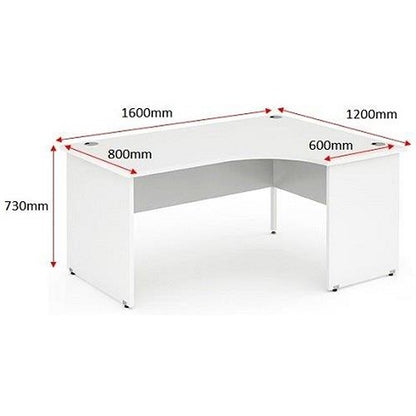 Impulse 1600mm Corner Desk, Right Hand, Panel End Leg, White