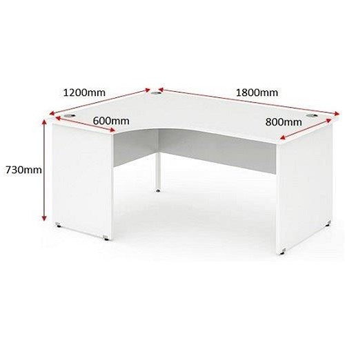 Impulse 1800mm Corner Desk, Left Hand, Panel End Leg, White