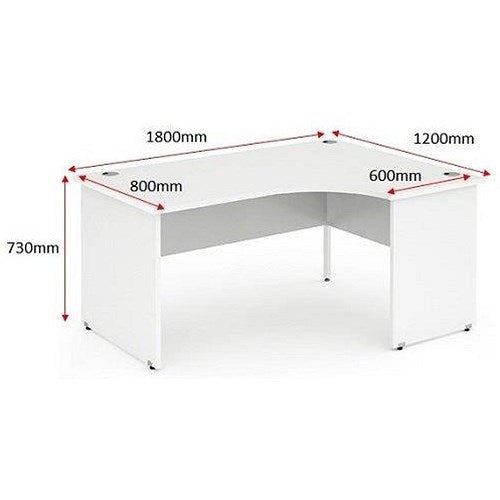 Impulse 1800mm Corner Desk, Right Hand, Panel End Leg, White