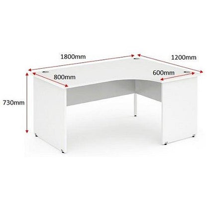 Impulse 1800mm Corner Desk, Right Hand, Panel End Leg, White