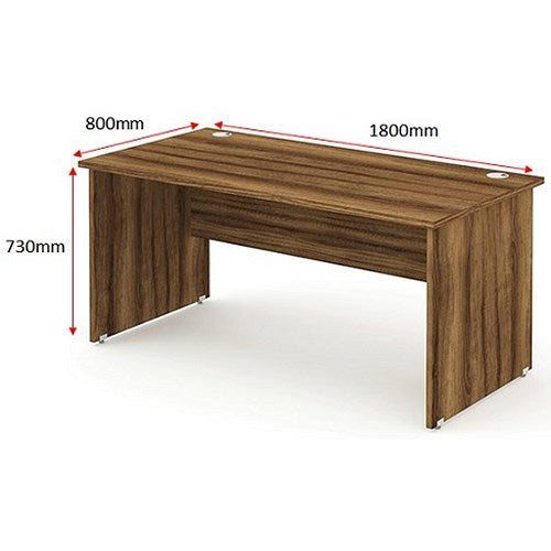 Impulse 1800mm Rectangular Desk, Panel End Leg, Walnut