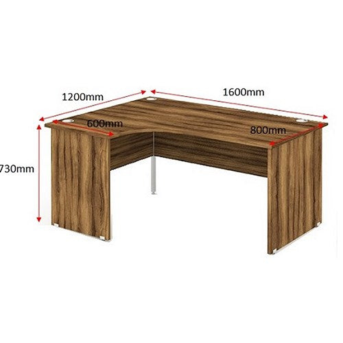 Impulse 1600mm Corner Desk, Left Hand, Panel End Leg, Walnut
