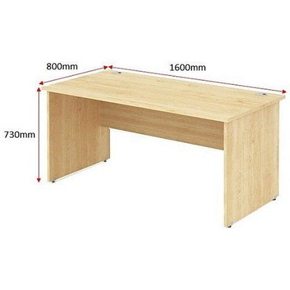 Impulse 1600mm Rectangular Desk, Panel End Leg, Maple
