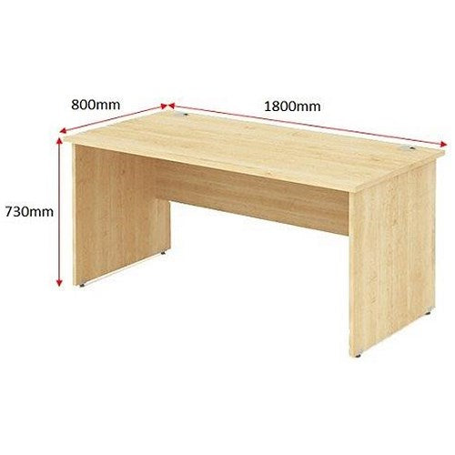 Impulse 1800mm Rectangular Desk, Panel End Leg, Maple