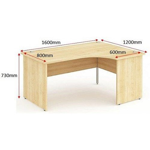Impulse 1600mm Corner Desk, Right Hand, Panel End Leg, Maple