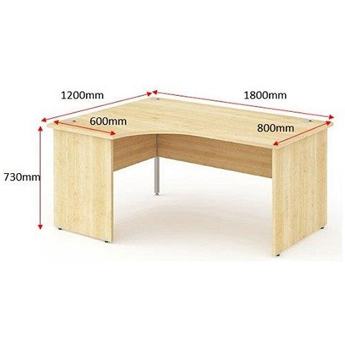 Impulse 1800mm Corner Desk, Left Hand, Panel End Leg, Maple