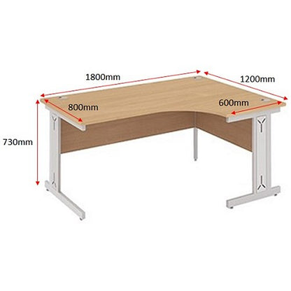 Impulse 1800mm Corner Desk, Right Hand, Silver Cable Managed Leg, Beech