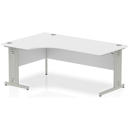 Impulse 1800mm Corner Desk, Left Hand, Silver Cable Managed Leg, White