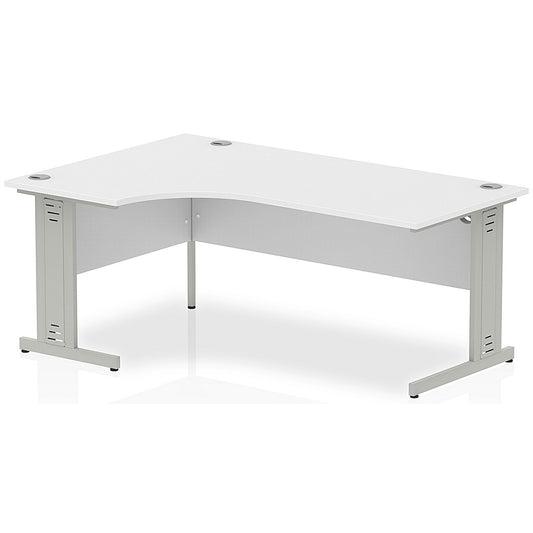 Impulse 1800mm Corner Desk, Left Hand, Silver Cable Managed Leg, White