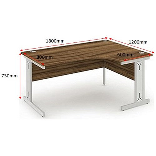 Impulse 1800mm Corner Desk, Right Hand, Silver Cable Managed Leg, Walnut