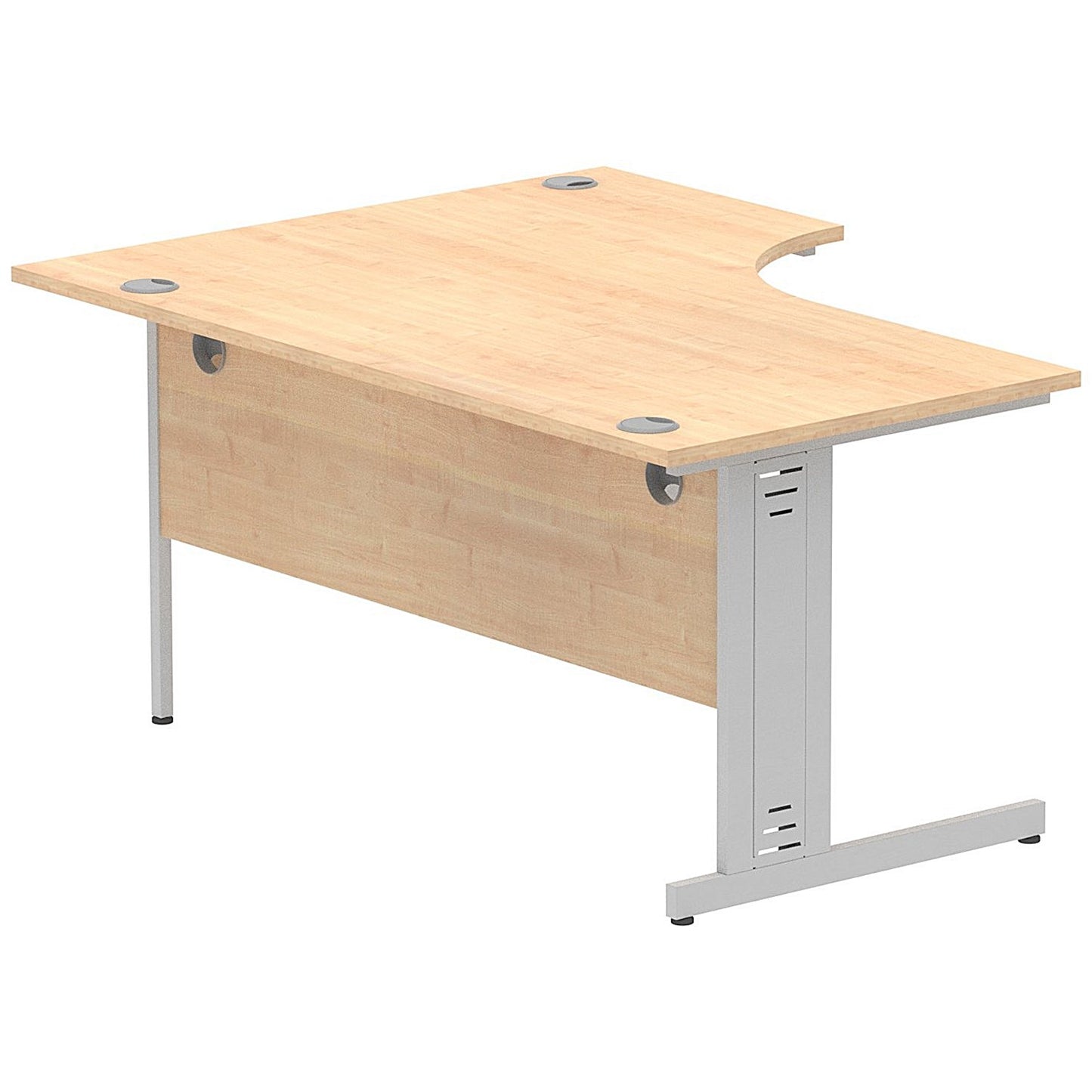 Impulse 1600mm Corner Desk, Left Hand, Silver Cable Managed Leg, Maple