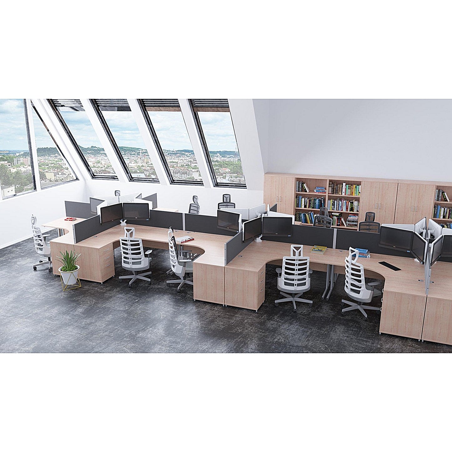 Impulse 1600mm Corner Desk, Left Hand, Silver Cable Managed Leg, Maple