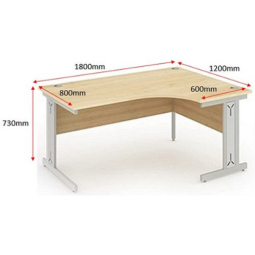 Impulse 1800mm Corner Desk, Right Hand, Silver Cable Managed Leg, Maple