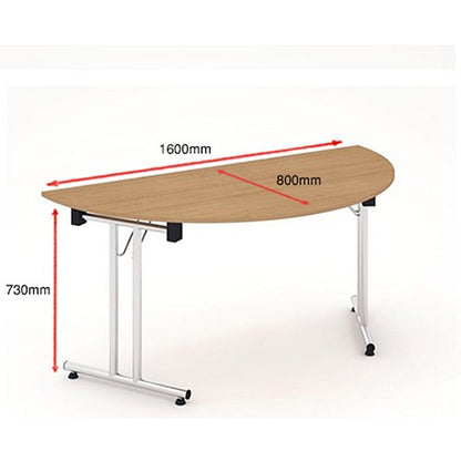 Impulse Semicircle Folding Table, 1600mm Wide, Beech