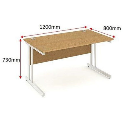 Impulse 1200mm Rectangular Desk, Silver Cantilever Leg, Oak