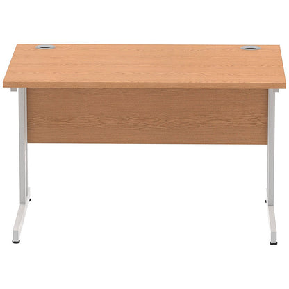 Impulse 1200mm Rectangular Desk, Silver Cantilever Leg, Oak