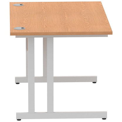 Impulse 1200mm Rectangular Desk, Silver Cantilever Leg, Oak