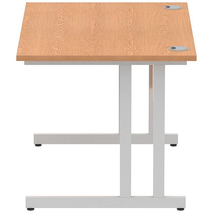 Impulse 1200mm Rectangular Desk, Silver Cantilever Leg, Oak