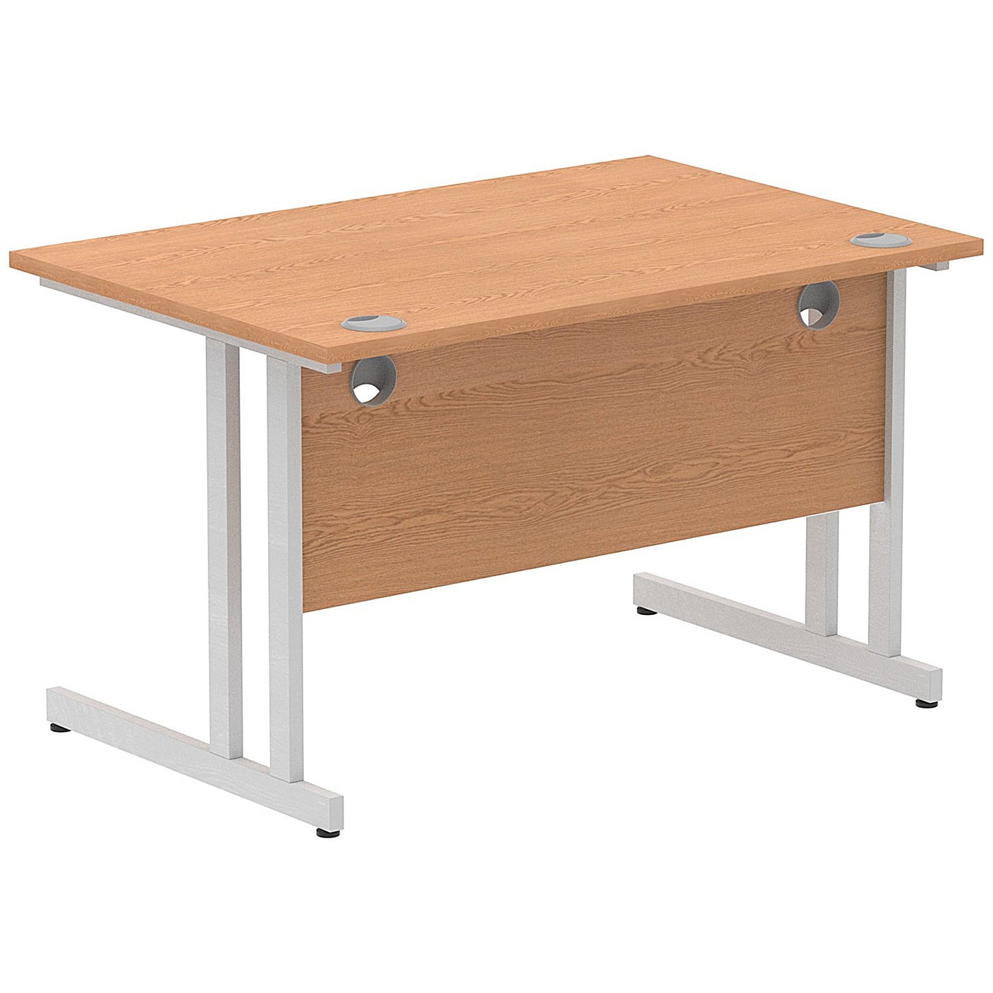 Impulse 1200mm Rectangular Desk, Silver Cantilever Leg, Oak