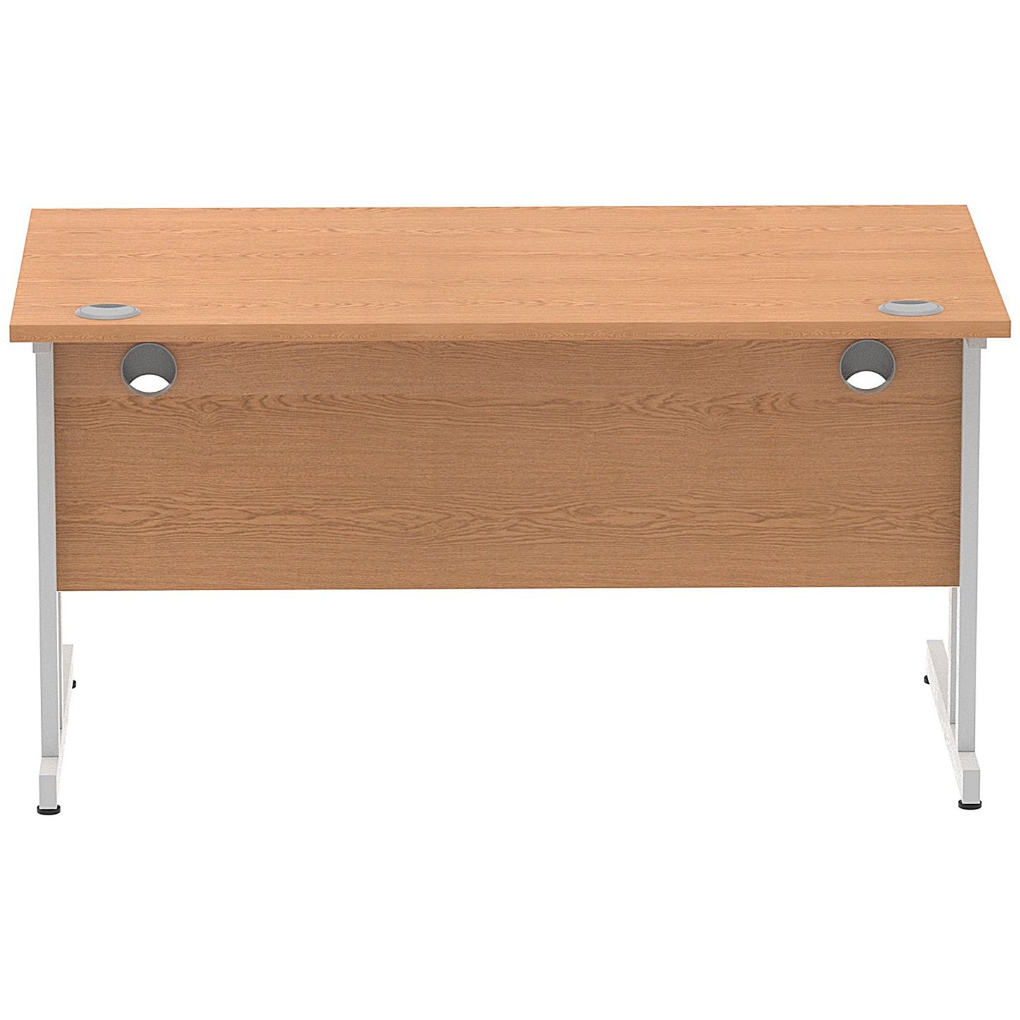 Impulse 1400mm Rectangular Desk, Silver Cantilever Leg, Oak