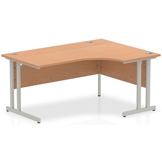 Impulse 1600mm Corner Desk, Right Hand, Silver Cantilever Leg, Oak