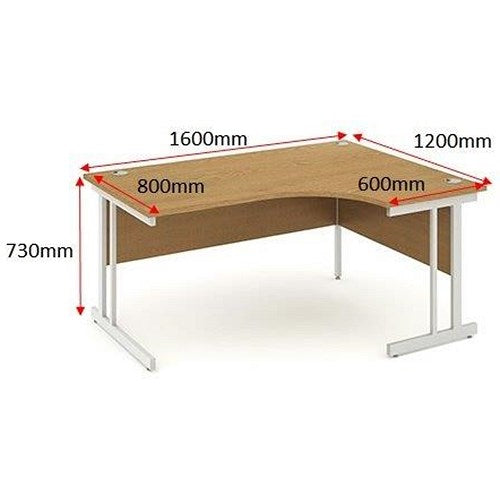 Impulse 1600mm Corner Desk, Right Hand, Silver Cantilever Leg, Oak
