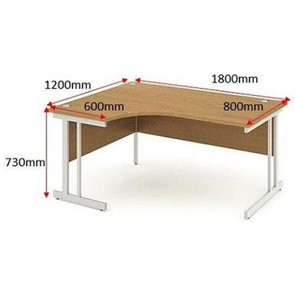 Impulse 1800mm Corner Desk, Left Hand, Silver Cantilever Leg, Oak