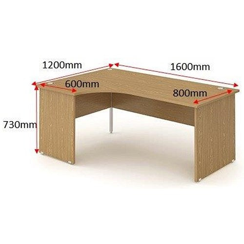 Impulse 1600mm Corner Desk, Left Hand, Panel End Leg, Oak