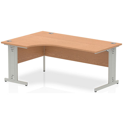 Impulse 1800mm Corner Desk, Left Hand, Silver Cable Managed Leg, Oak