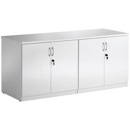 Impulse High Gloss Desk High Twin Cupboard with Credenza Top, 1 Shelf, 720mm High, White