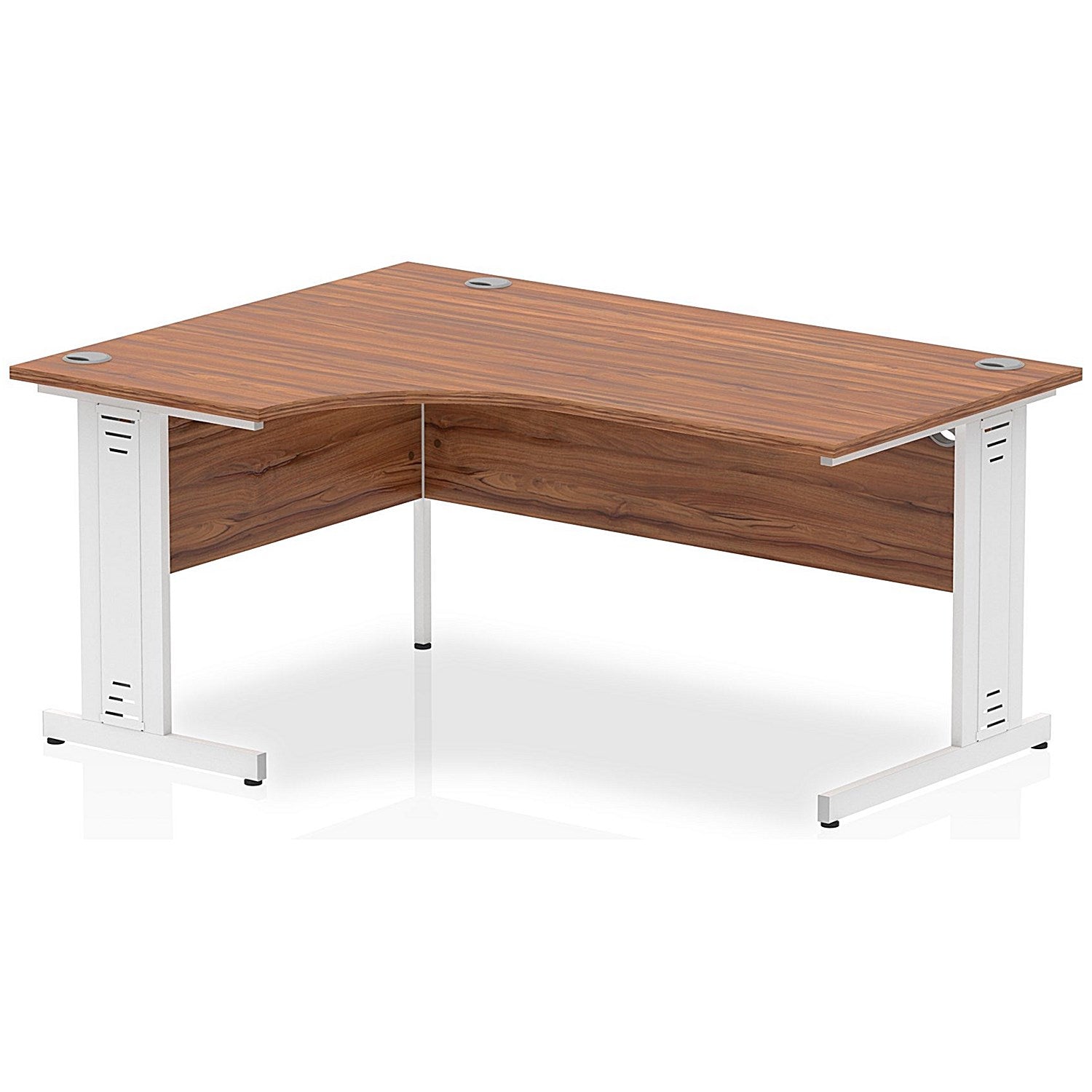 Impulse 1600mm Corner Desk, Left Hand, White Cable Managed Leg, Walnut Easy2Order : I002146