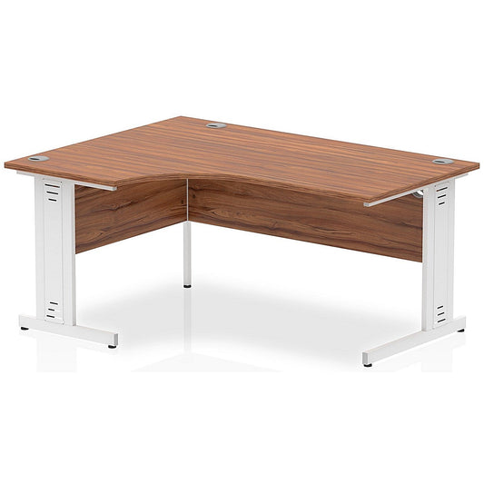Impulse 1600mm Corner Desk, Left Hand, White Cable Managed Leg, Walnut Easy2Order : I002146
