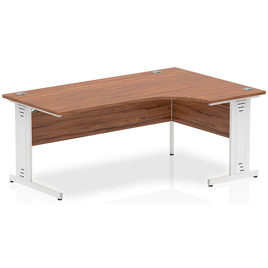 Impulse 1800mm Corner Desk, Right Hand, White Cable Managed Leg, Walnut Easy2Order : I002149