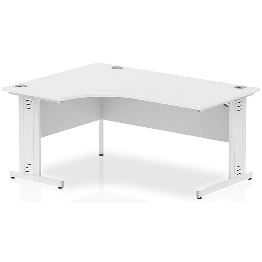 Impulse 1600mm Corner Desk, Left Hand, White Cable Managed Leg, White Easy2Order : I002396