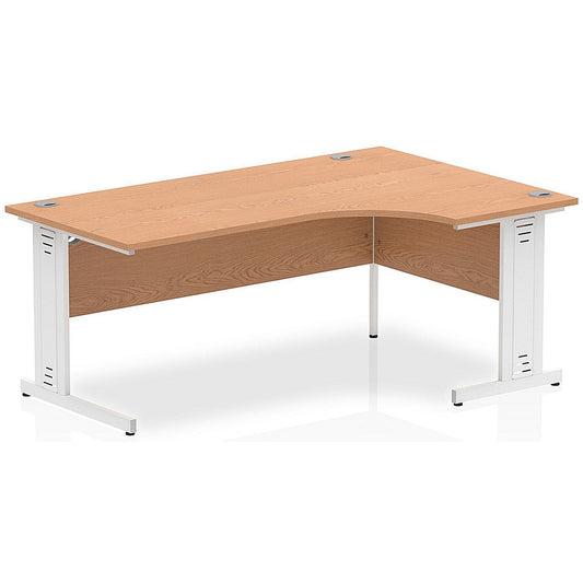 Impulse 1600mm Corner Desk, Right Hand, White Cable Managed Leg, Oak Easy2Order : I002849
